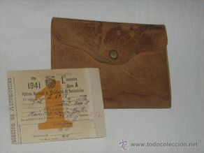 Coches y motocicletas: PATENTE NACIONAL CIRCULACION 1941 -PARA FIAT 9 HP .. CARTERA CUERO.